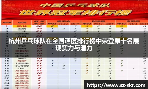 杭州乒乓球队在全国速度排行榜中荣登第十名展现实力与潜力